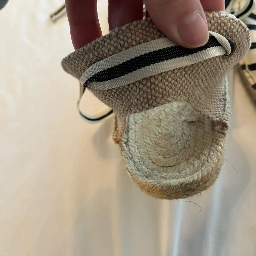 Soludos Black and White Striped Espadrilles - size 9 women’s strappy - Picture 9 of 11